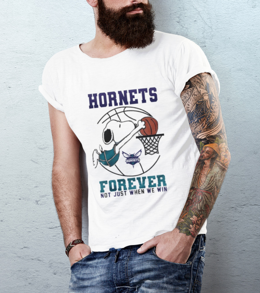 Hornets Snoopy Dunking Basketball Forever Not Just When We Win T-Shirt