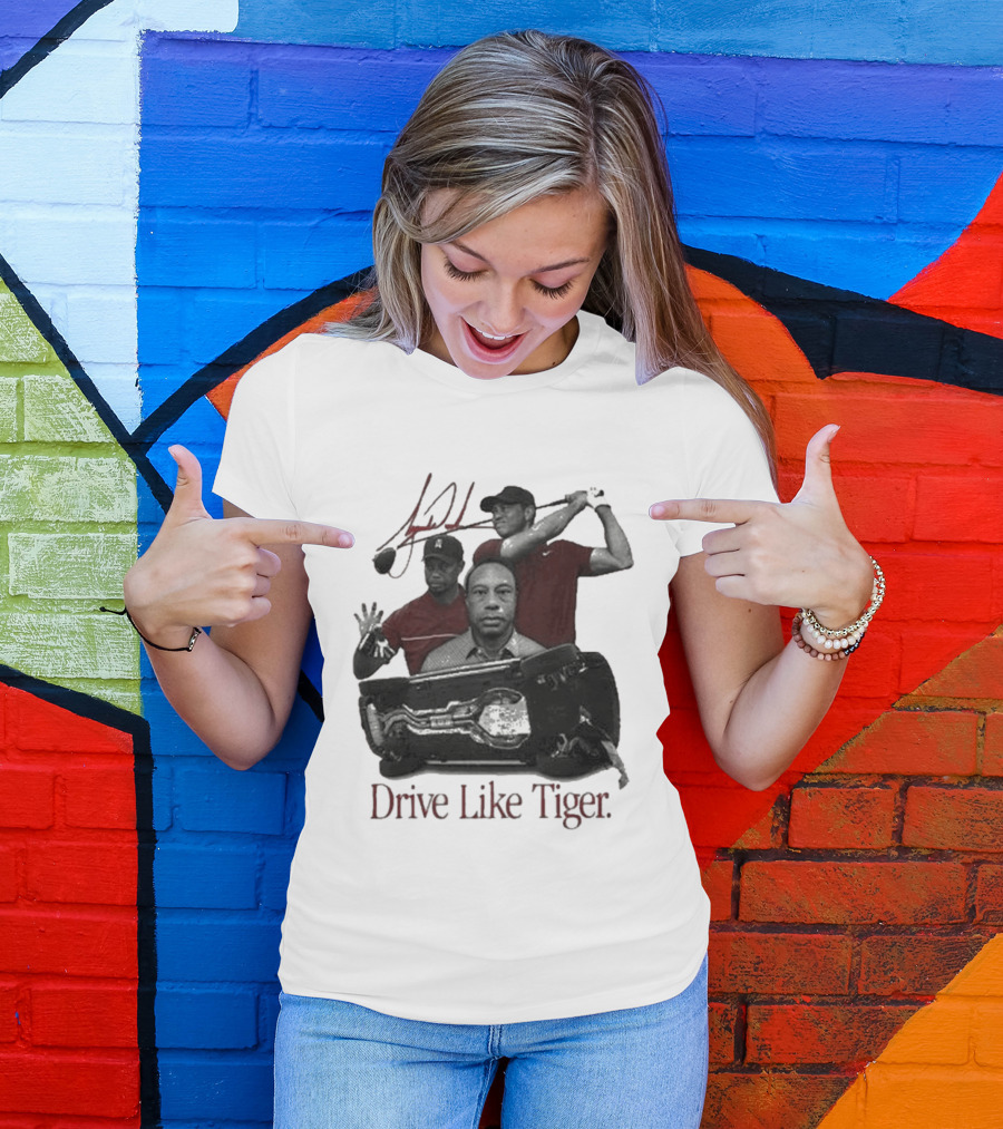 Tiger Woods Drive Like Tiger Golf Swing Car Crash T-Shirt