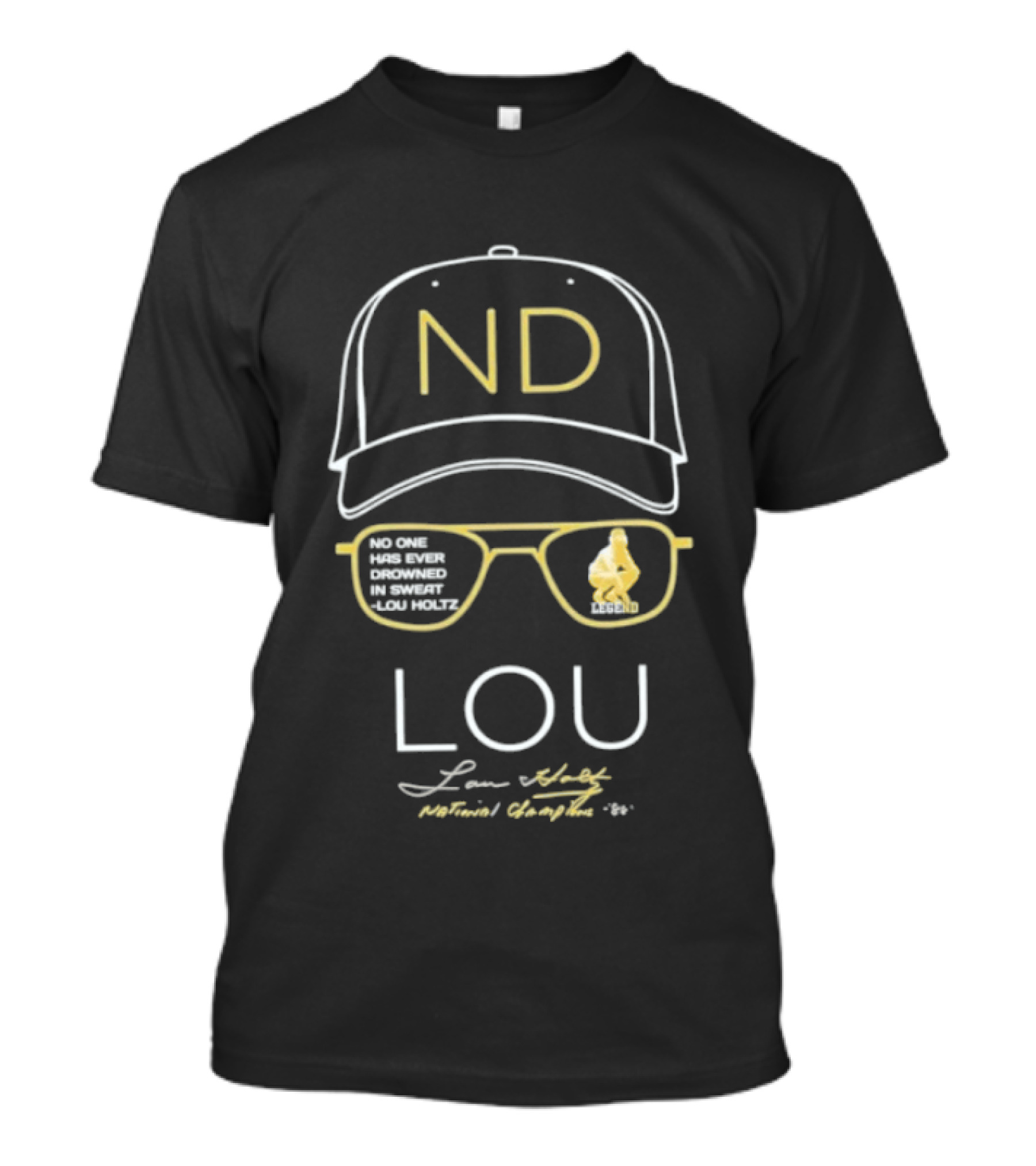 Notre Dame Lou Holtz Hat Glasses Football Coach 1988 National Champions T-Shirt
