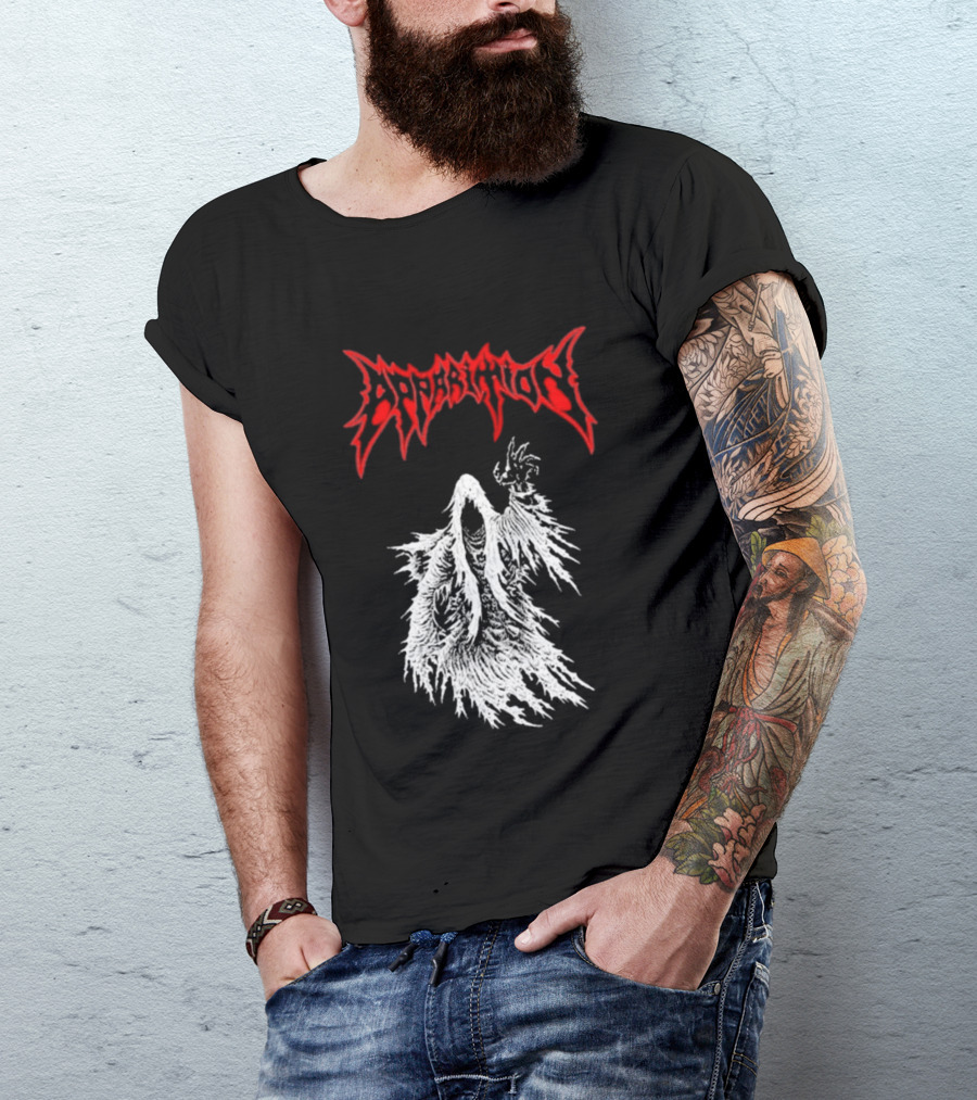 Apparition Ghostly Figure Red Gothic Font T-Shirt