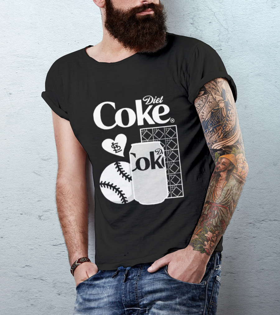 St. Louis Cardinals Diet Coke Night Baseball Can Heart 2026 T-Shirt