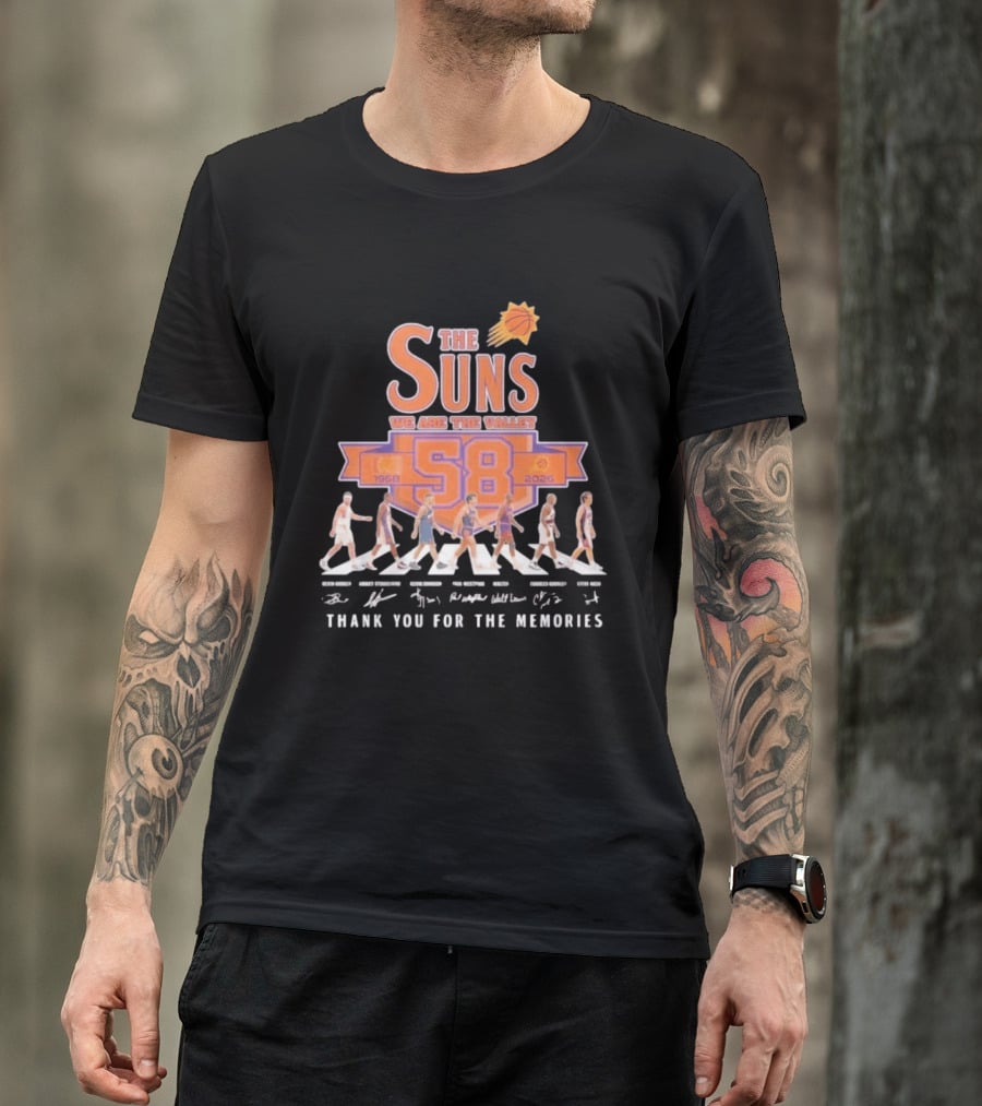 Phoenix Suns We Are The Valley 58th Anniversary 1968 2026 Abbey Road Basketball Thank You For The Memories T-Shirt