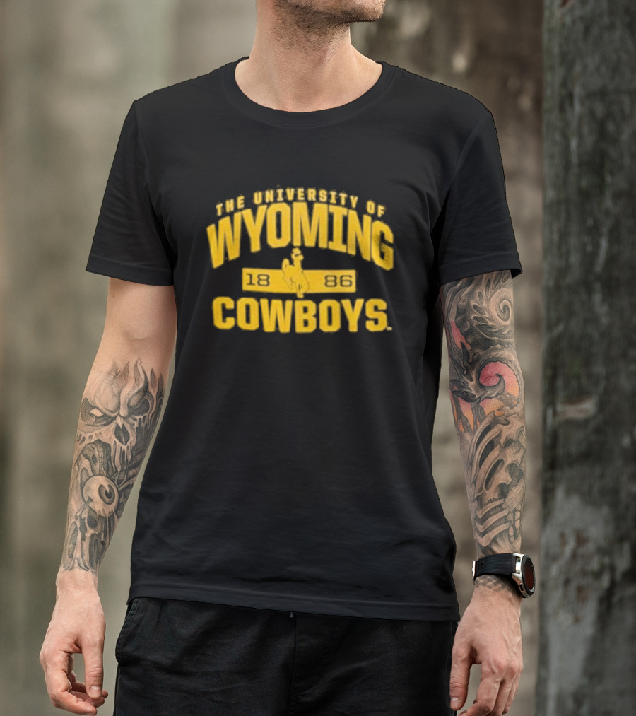 University Of Wyoming Cowboys 1886 Vintage Yellow Bronco Rider T-Shirt