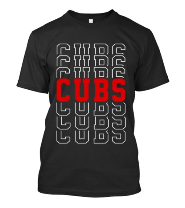 Cubs Sports Bold Red Lettering On Repetitive Block T-Shirt
