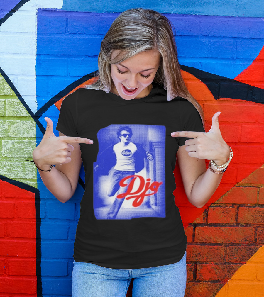 DJO Oficial Tienda Lollapalooza Estilo Vintage Azul Rojo T-Shirt