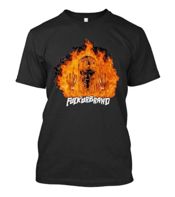 Terminator Skull Flaming Middle Finger Fuck Your Brand T-Shirt