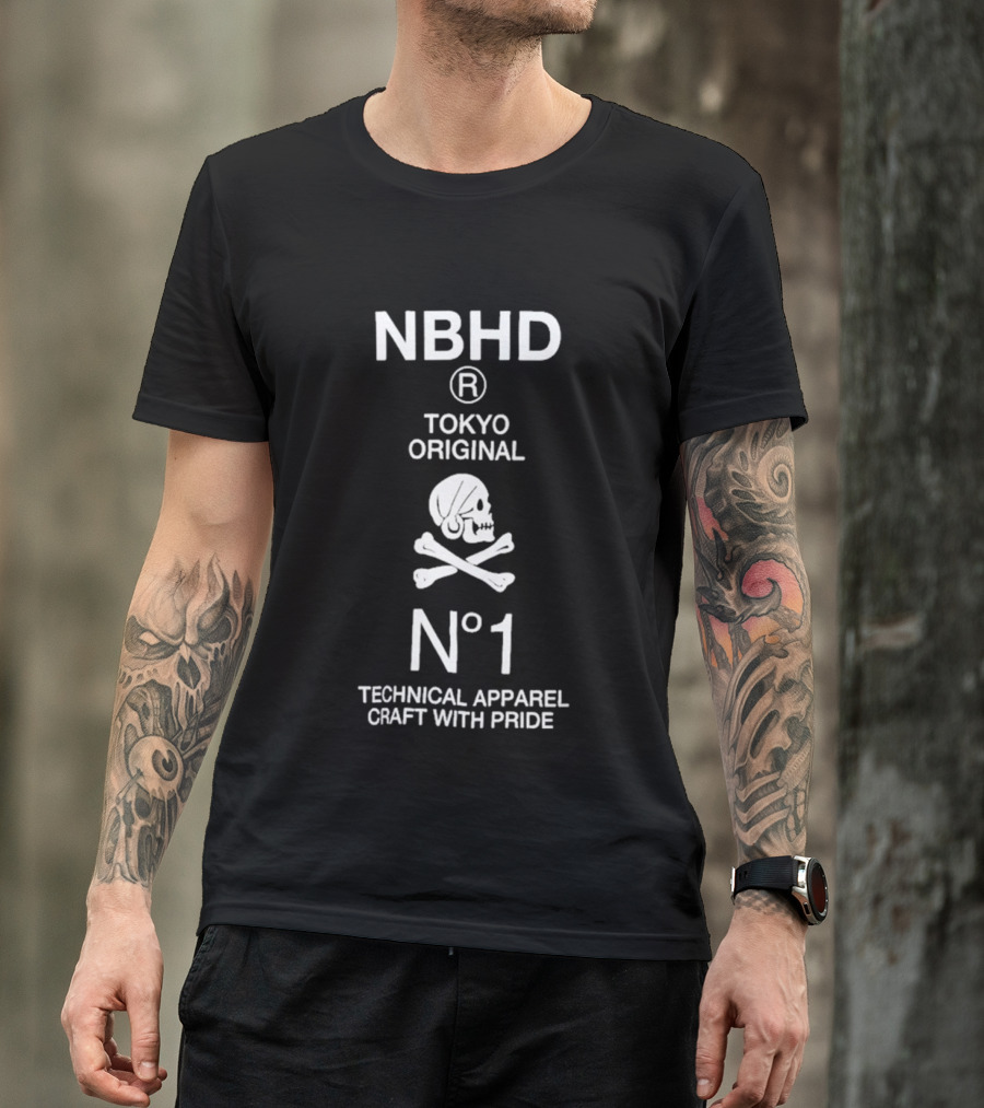 NBHD Tokyo Original Skull Crossbones N°1 Technical Apparel Craft With Pride T-Shirt