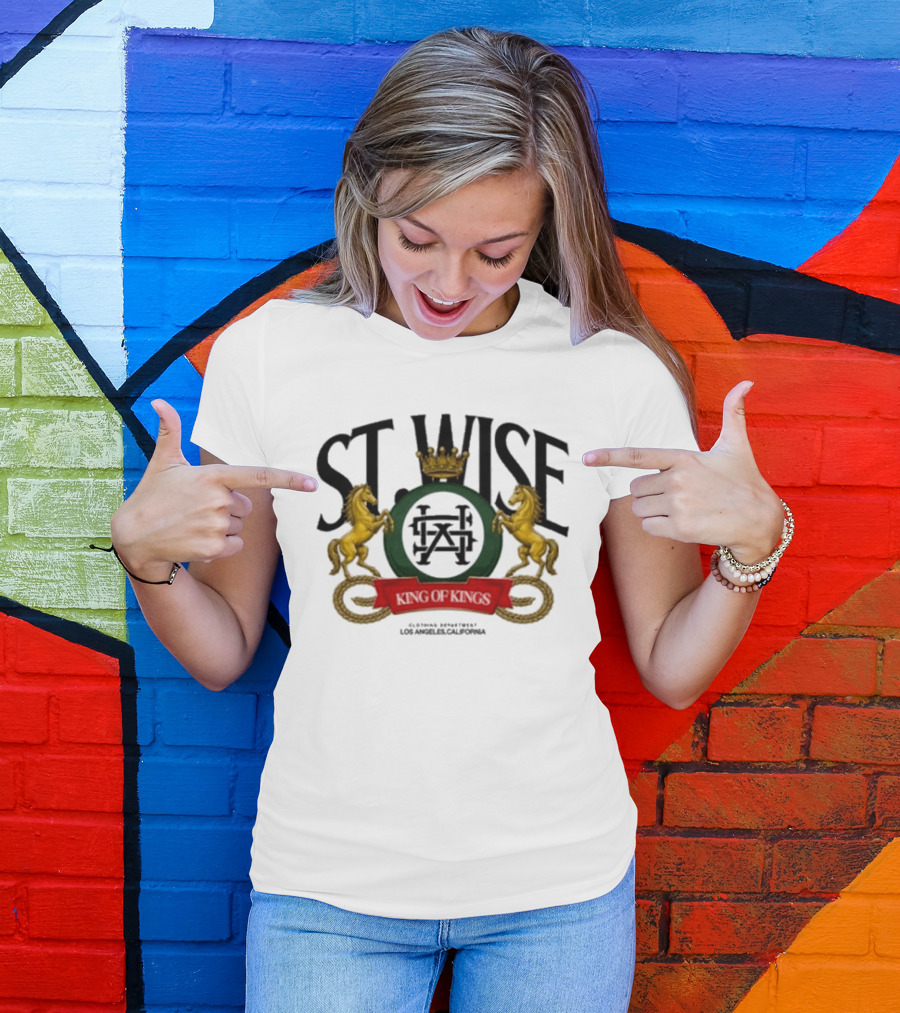 ST Wise Crowned Horse Emblem Los Angeles California T-Shirt