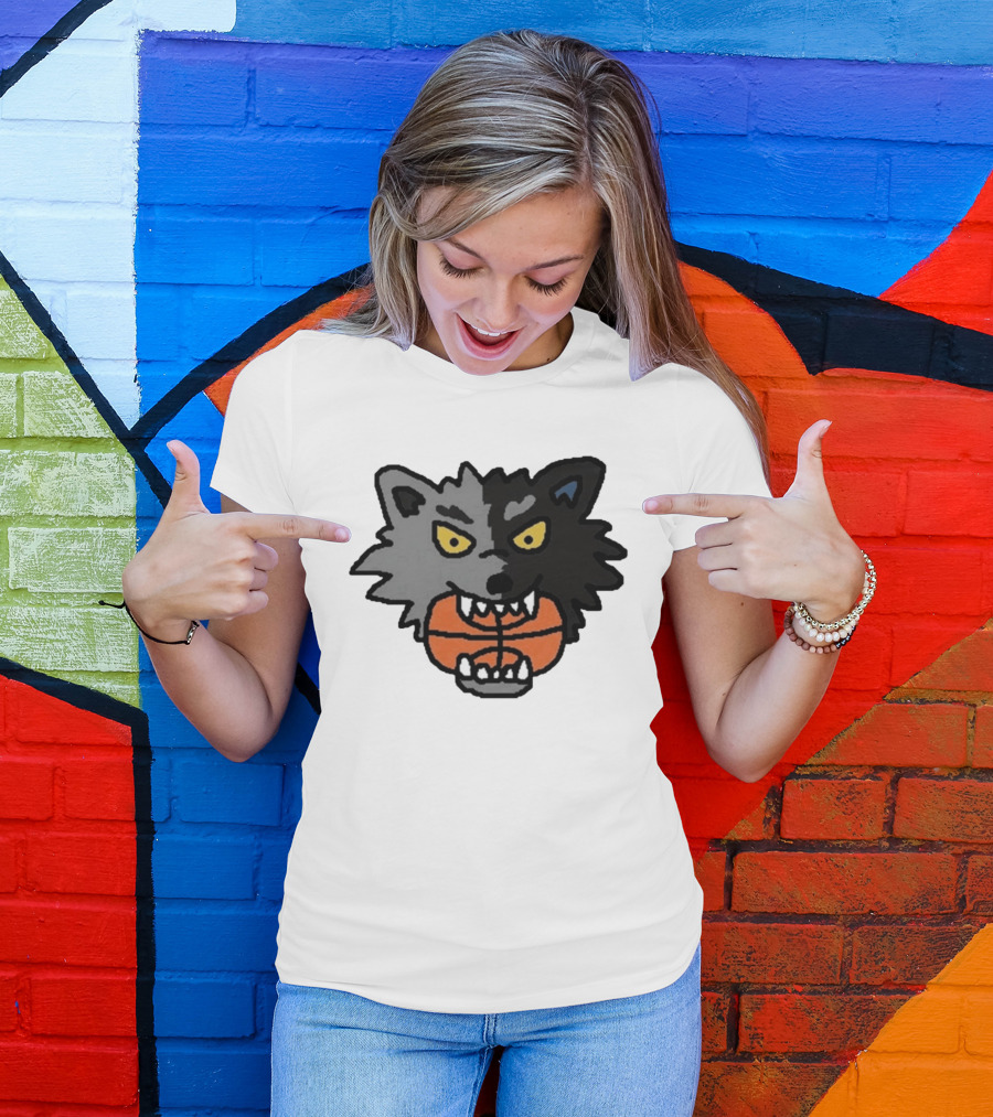 Timberwolves New Profile Pic Two Tone Wolf With Basketball T-Shirt