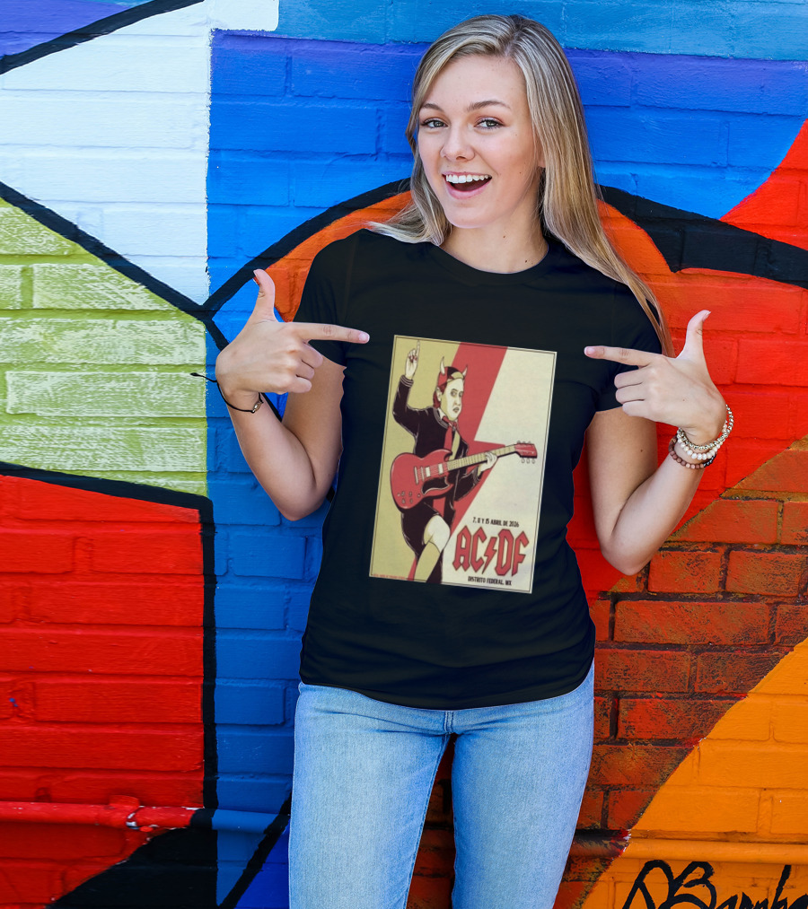 AC DF Distrito Federal MX Abril 2026 7 11 15 Rock Concert Red Guitar And Devil Horns T-Shirt