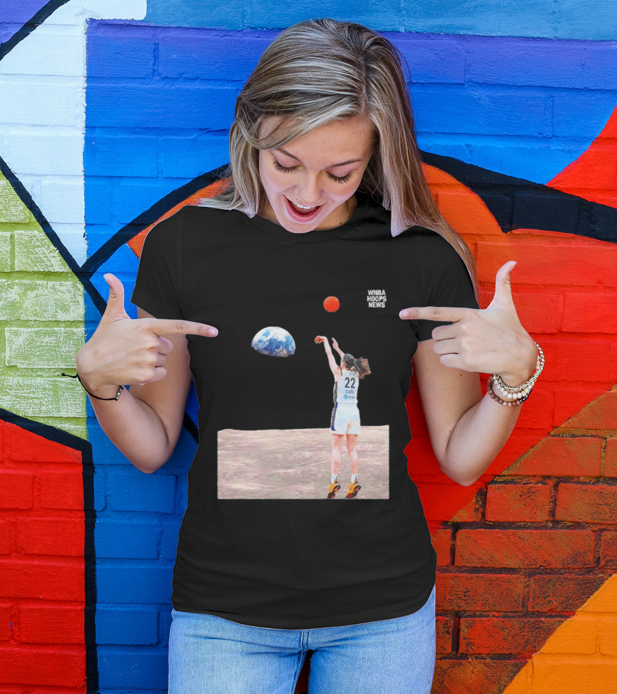 Caitlin Clark Indiana Fever WNBA Shooting Basketball On Lunar Surface T-Shirt