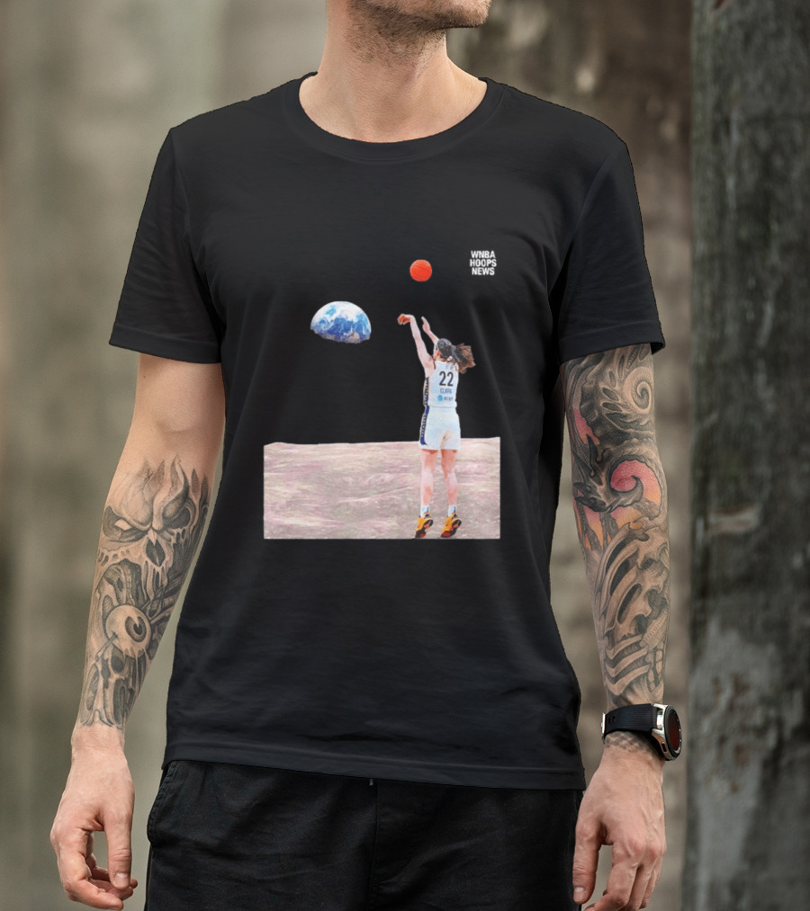 Caitlin Clark Indiana Fever WNBA Shooting Basketball On Lunar Surface T-Shirt