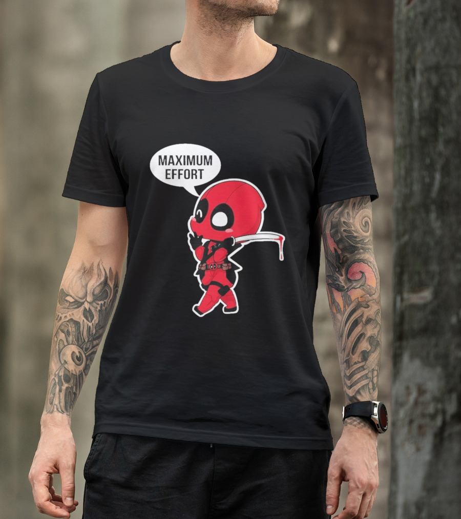 Deadpool Chibi Costume Maximum Effort Speech Bubble T-Shirt