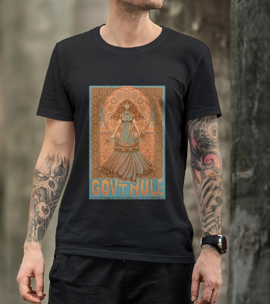 Gov't Mule Nashville IN Apr 8 2026 Psychedelic Art Nouveau Music Event T-Shirt