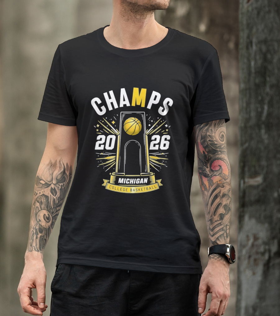 Michigan B.A.S. Champs 2026 College Basketball Victory T-Shirt