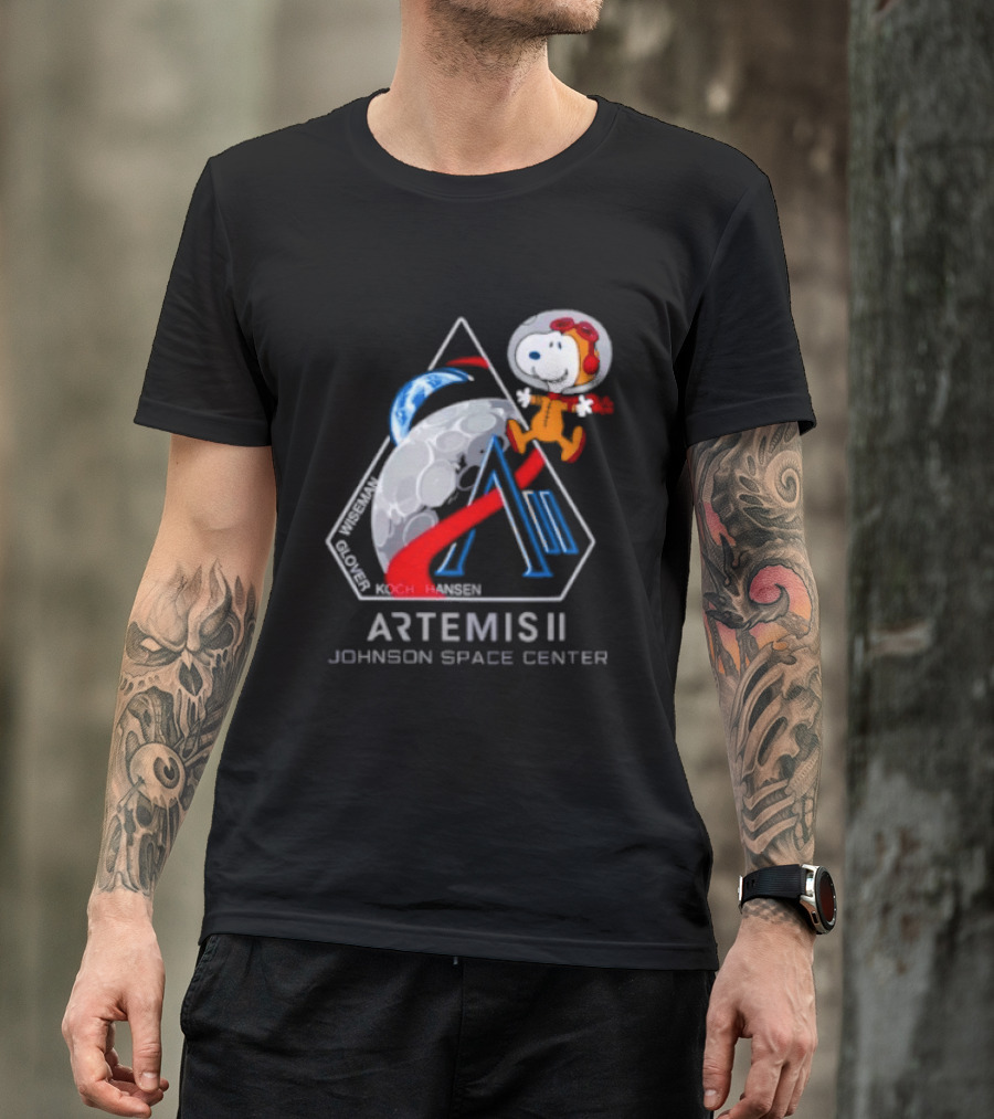 Artemis II Snoopy Johnson Space Center NASA Moon Mission T-Shirt