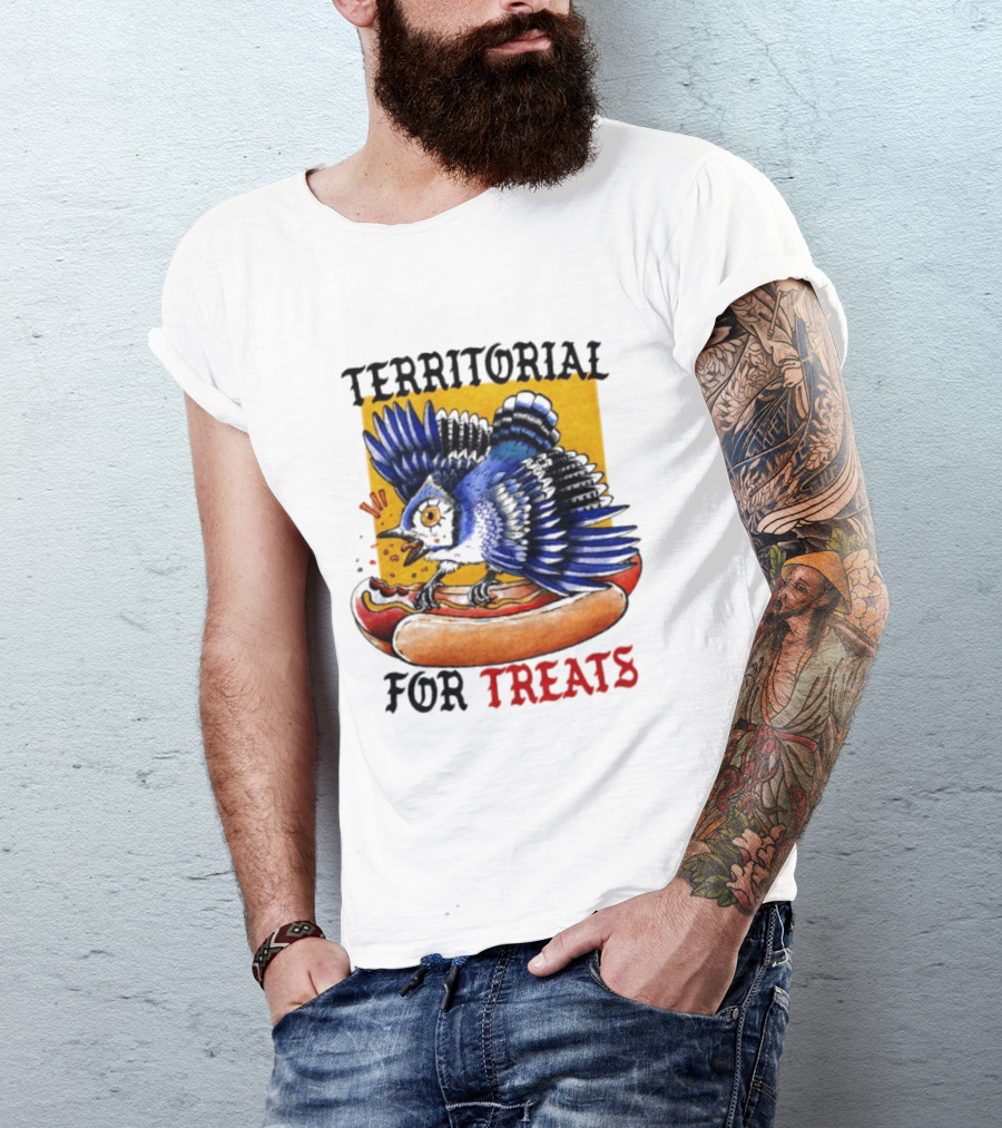 Territorial Bird With Hotdog For Treats T-Shirt