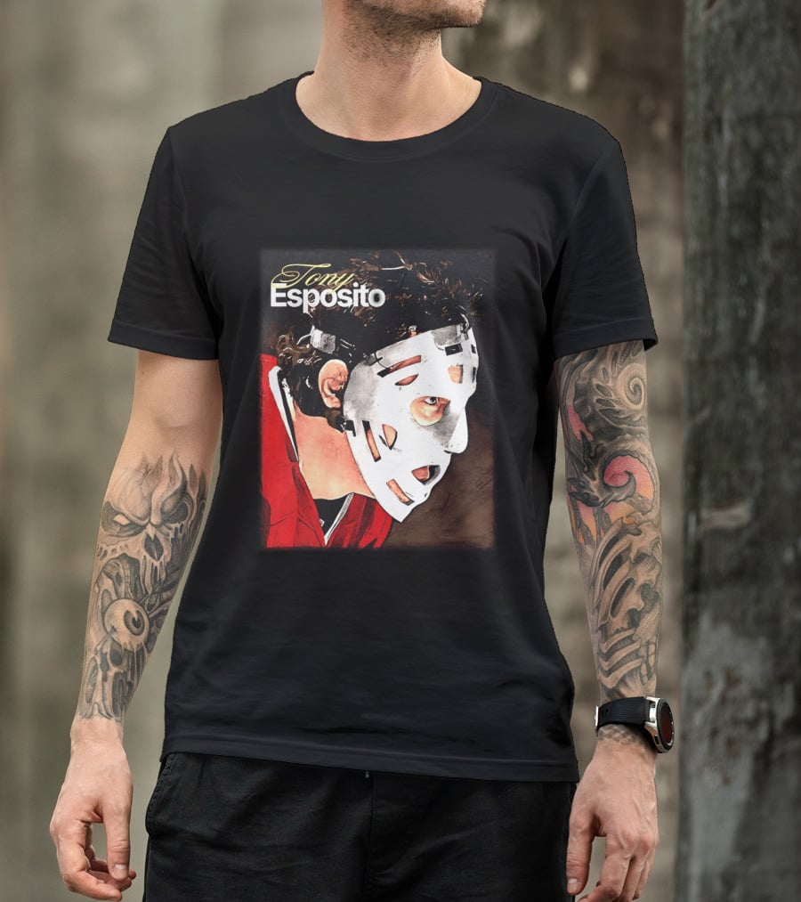 Tony Esposito Chicago Blackhawks NHL Mask Retro Hockey T-Shirt