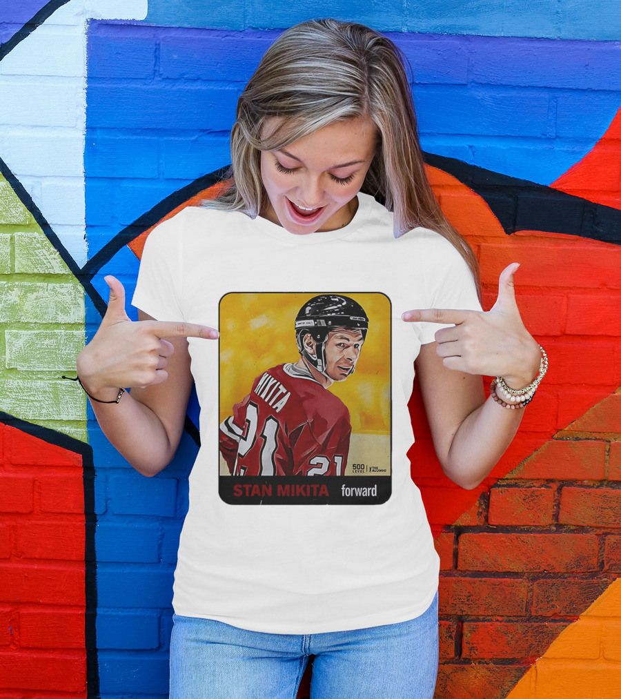 Stan Mikita Forward Chicago Blackhawks NHL Alumni Card 500 Level T-Shirt