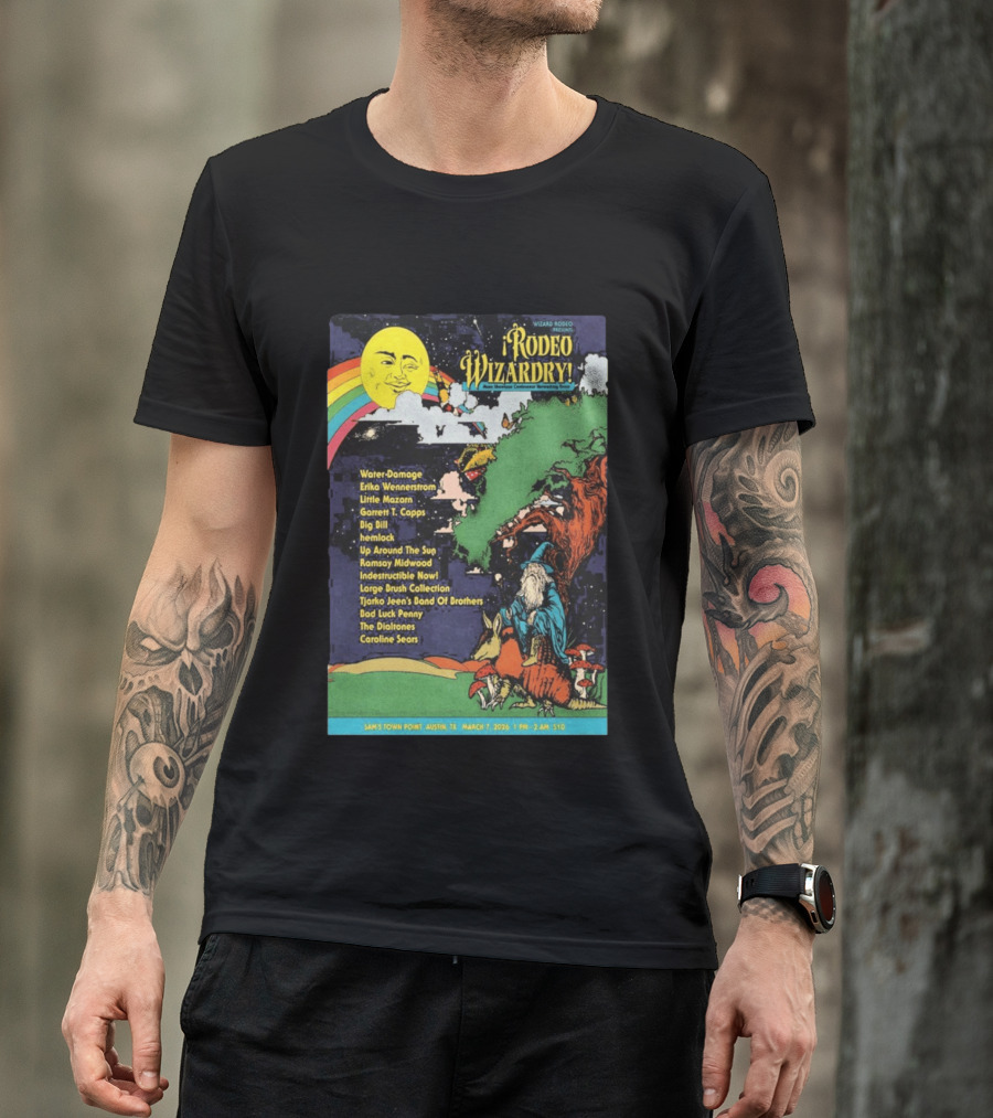Rodeo Wizardry Show Austin March 7 2026 Music Lineup And Fantasy Artwork Sam's Town Point Event T-Shirt
