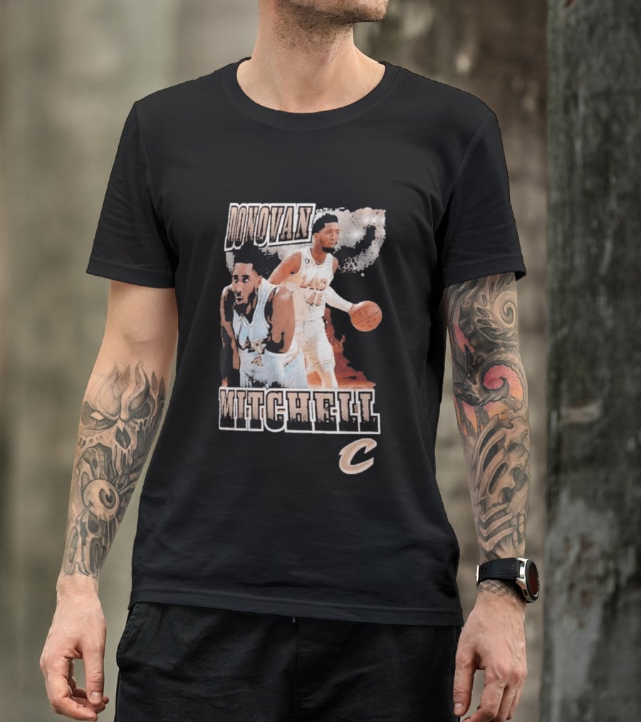 Donovan Mitchell Cleveland Cavaliers Player Portrait With Team T-Shirt
