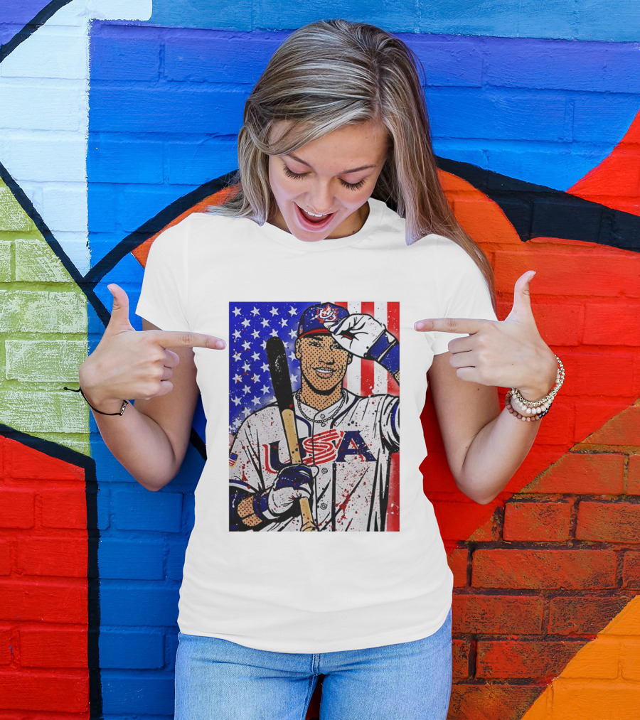 Aaron Judge USA Baseball Pop Art 2026 American Flag Stars Stripes T-Shirt