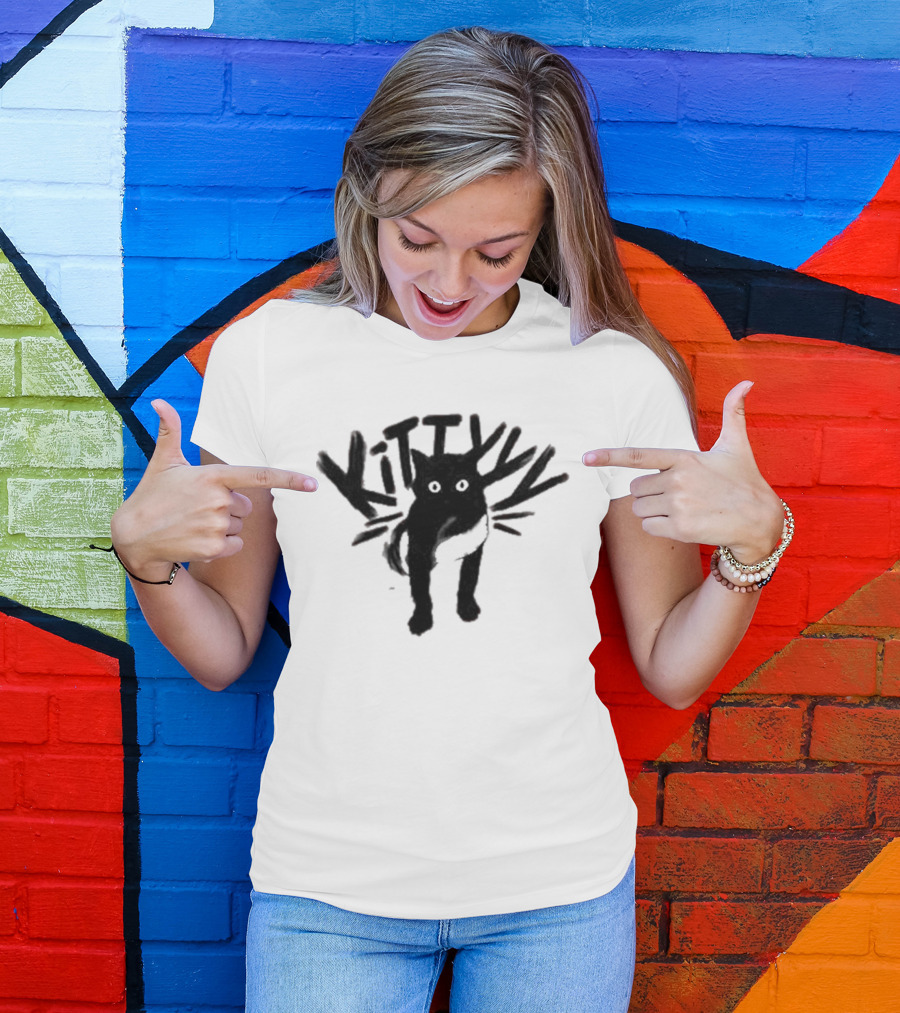 Caseoh's Kitty Cat Playful Black Silhouette With Whiskers T-Shirt