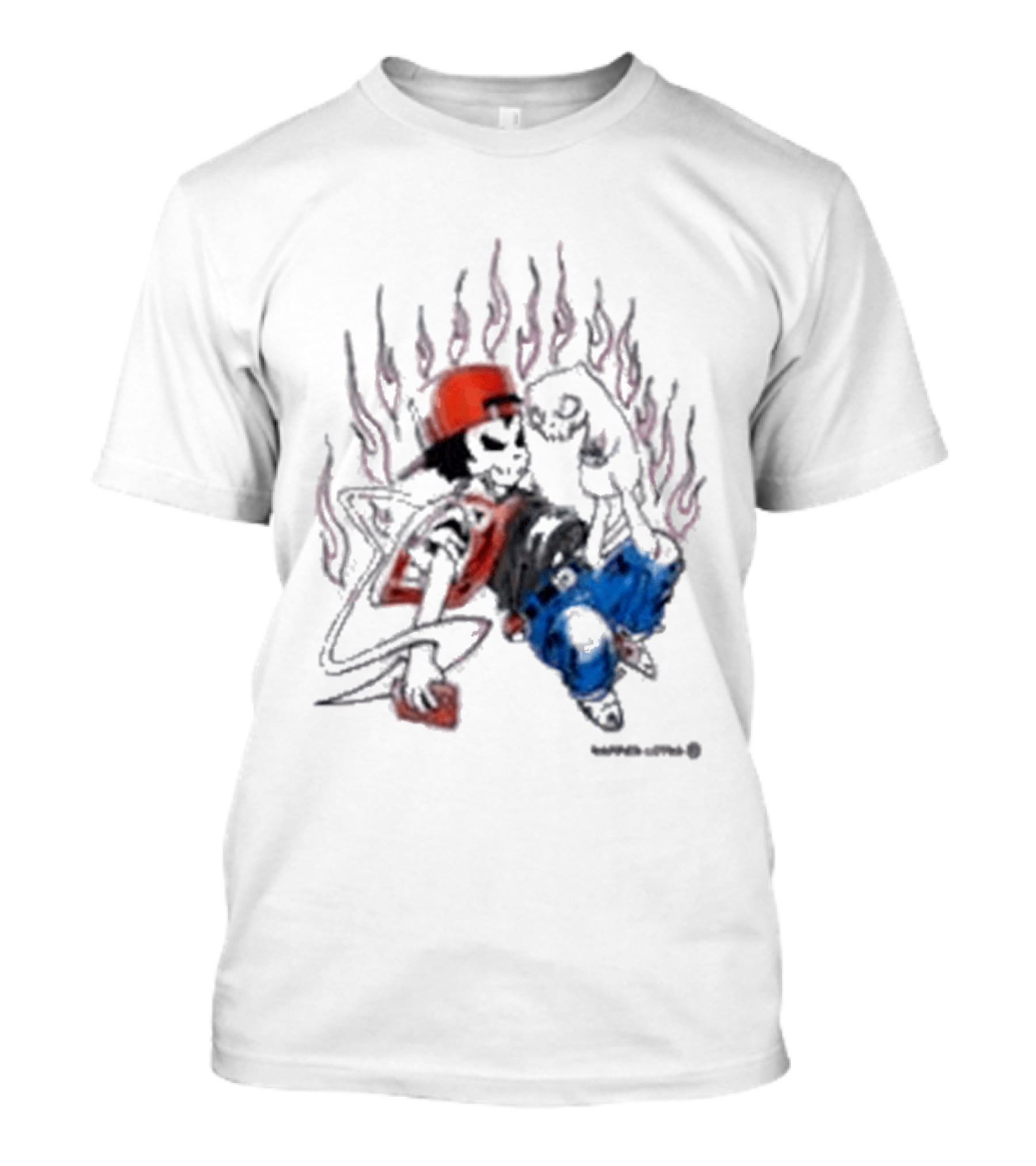 Warren Lotas Boy And Cat Surrounded By Flames Vintage Streetwear T-Shirt