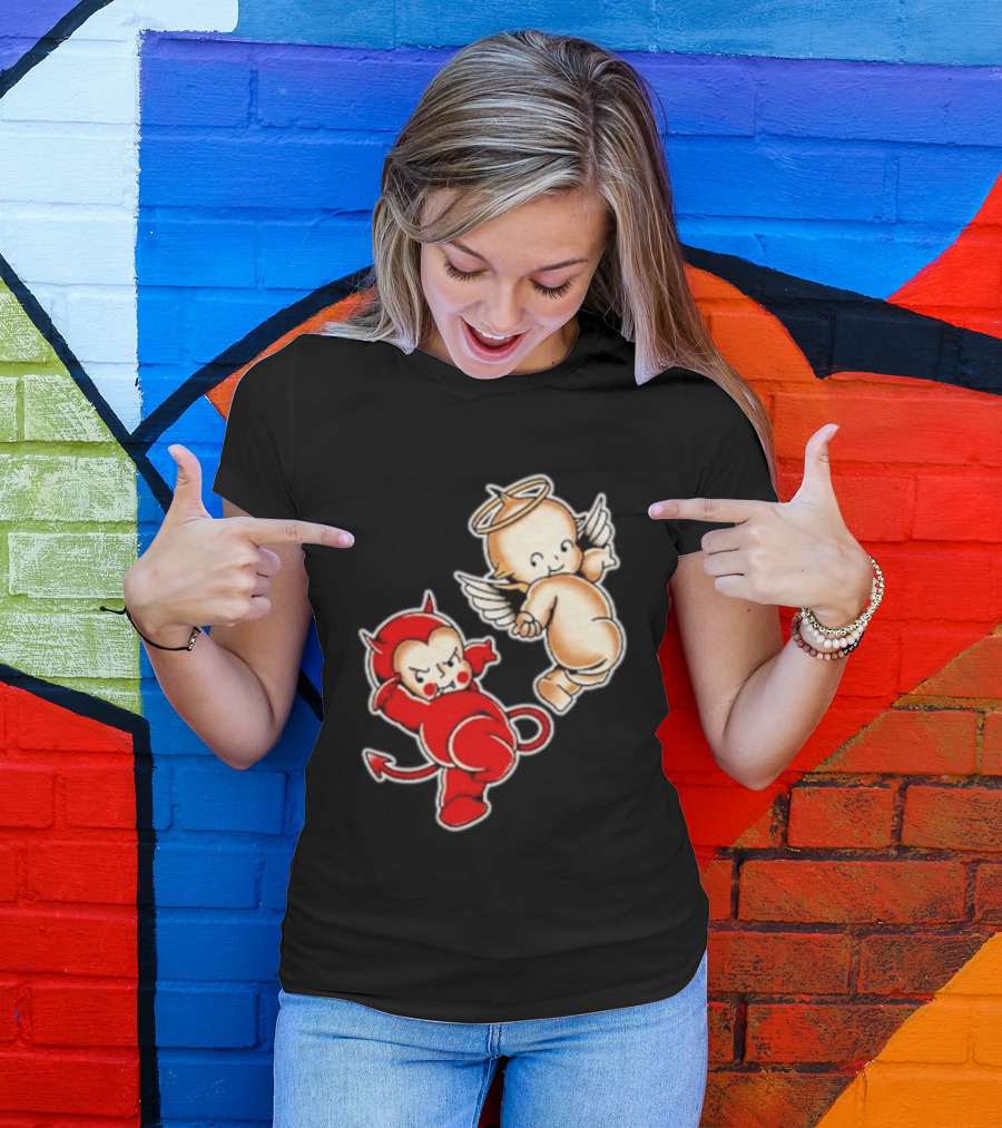 Kewpie Baby Devil Angel Cherubs Vintage Style Cute Cartoon Characters T-Shirt
