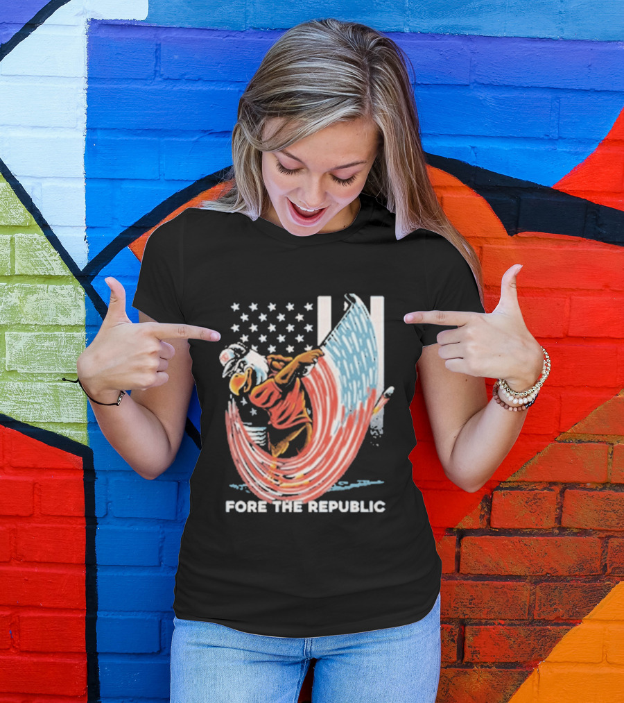 Old Row Golf American Flag Swing Fore The Republic T-Shirt
