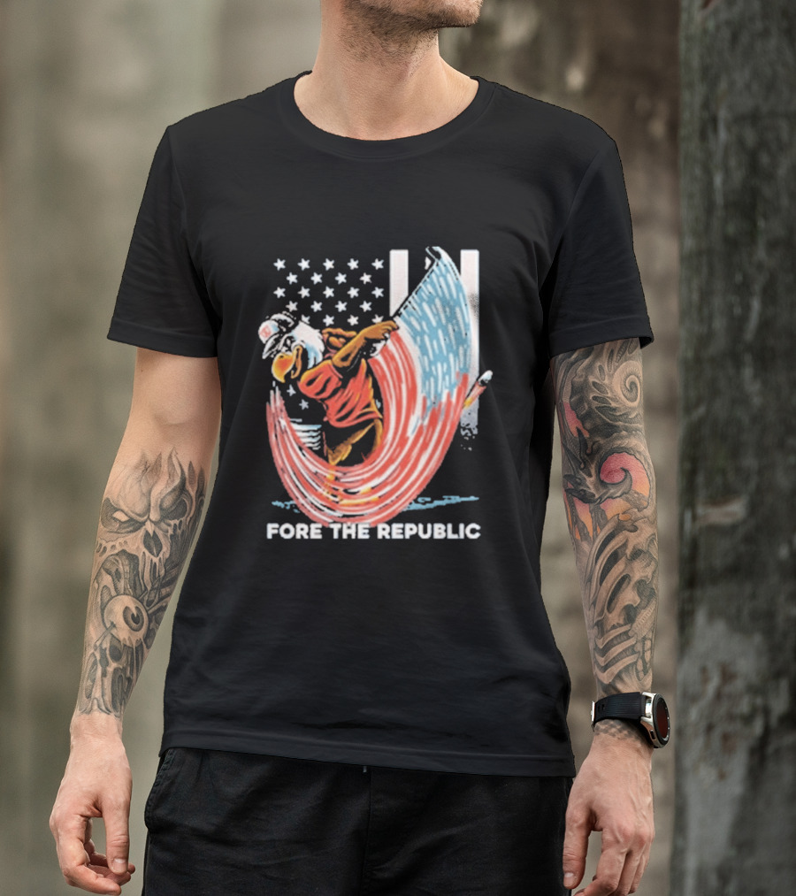 Old Row Golf American Flag Swing Fore The Republic T-Shirt