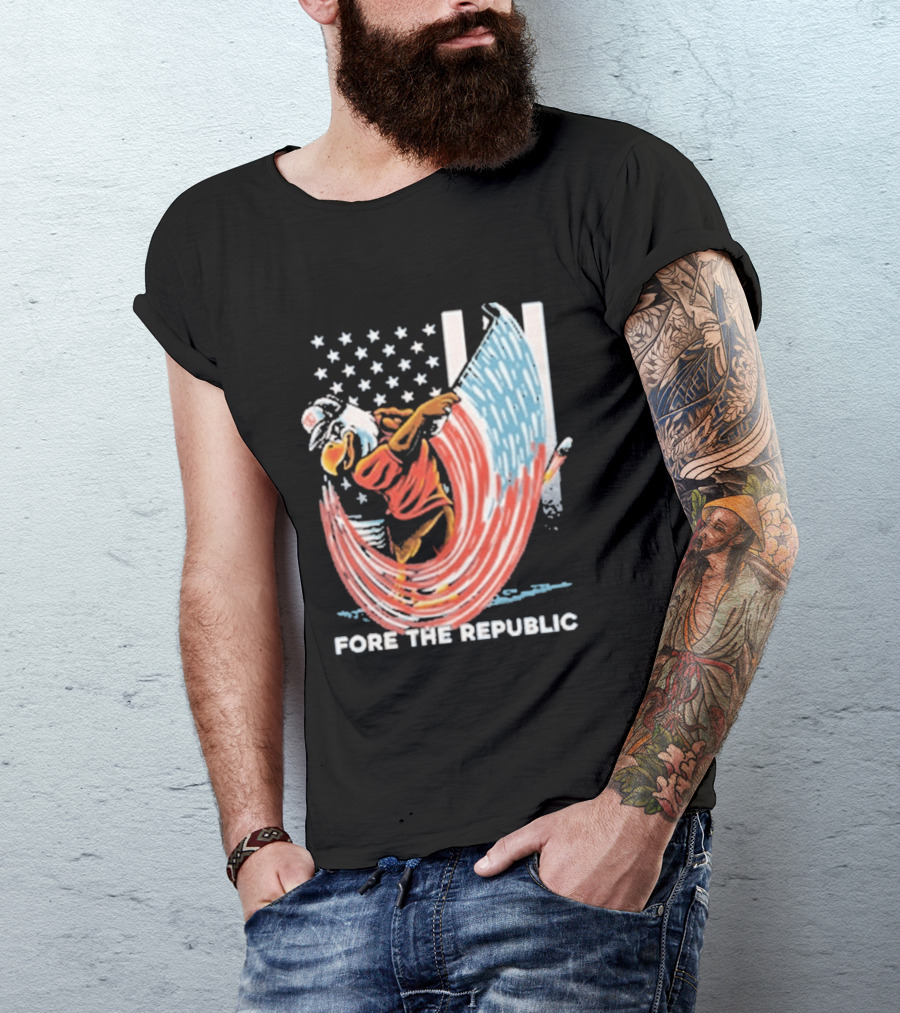 Old Row Golf American Flag Swing Fore The Republic T-Shirt