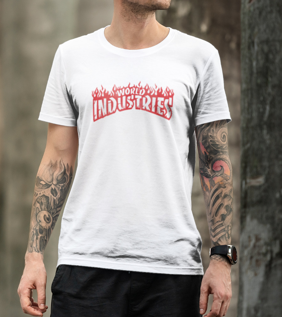 World Industries Flame Text Red T-Shirt