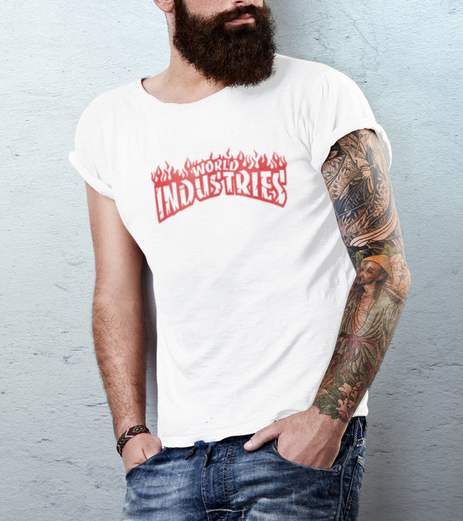 World Industries Flame Text Red T-Shirt