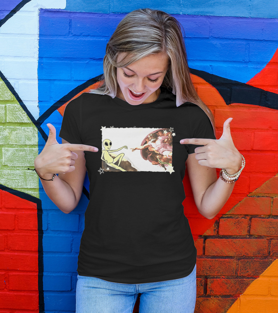 Big And Tall The Creation Of Aliens Extraterrestrial Renaissance Humor T-Shirt