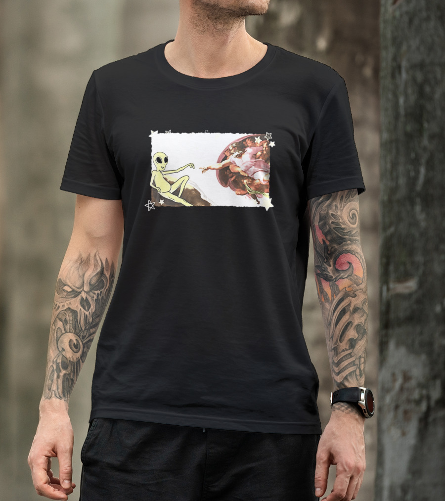 Big And Tall The Creation Of Aliens Extraterrestrial Renaissance Humor T-Shirt