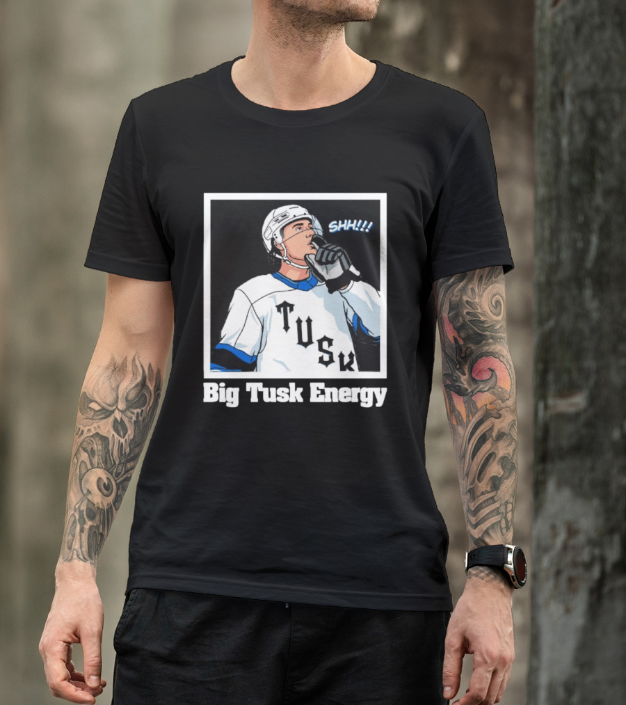 Big Tusk Energy Hockey Shhh Tusk Player White Uniform T-Shirt