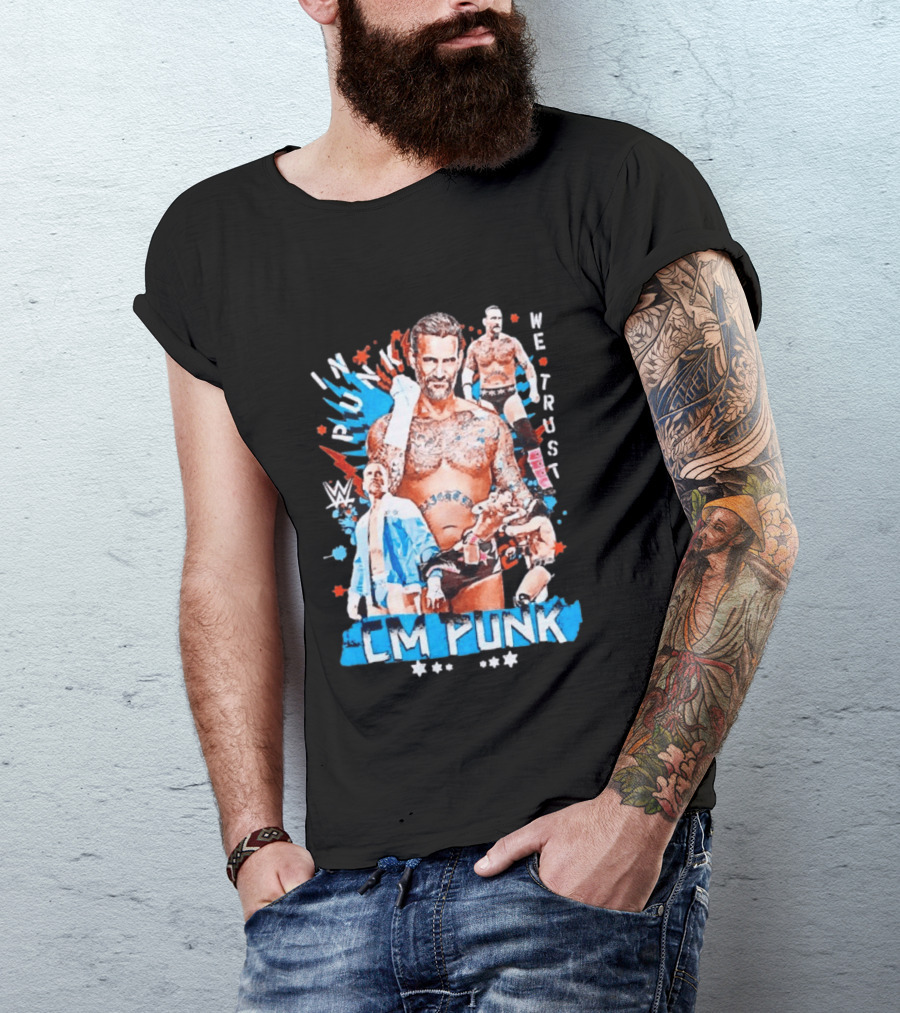 CM Punk WWE In Punk We Trust Collage Free Shipping T-Shirt