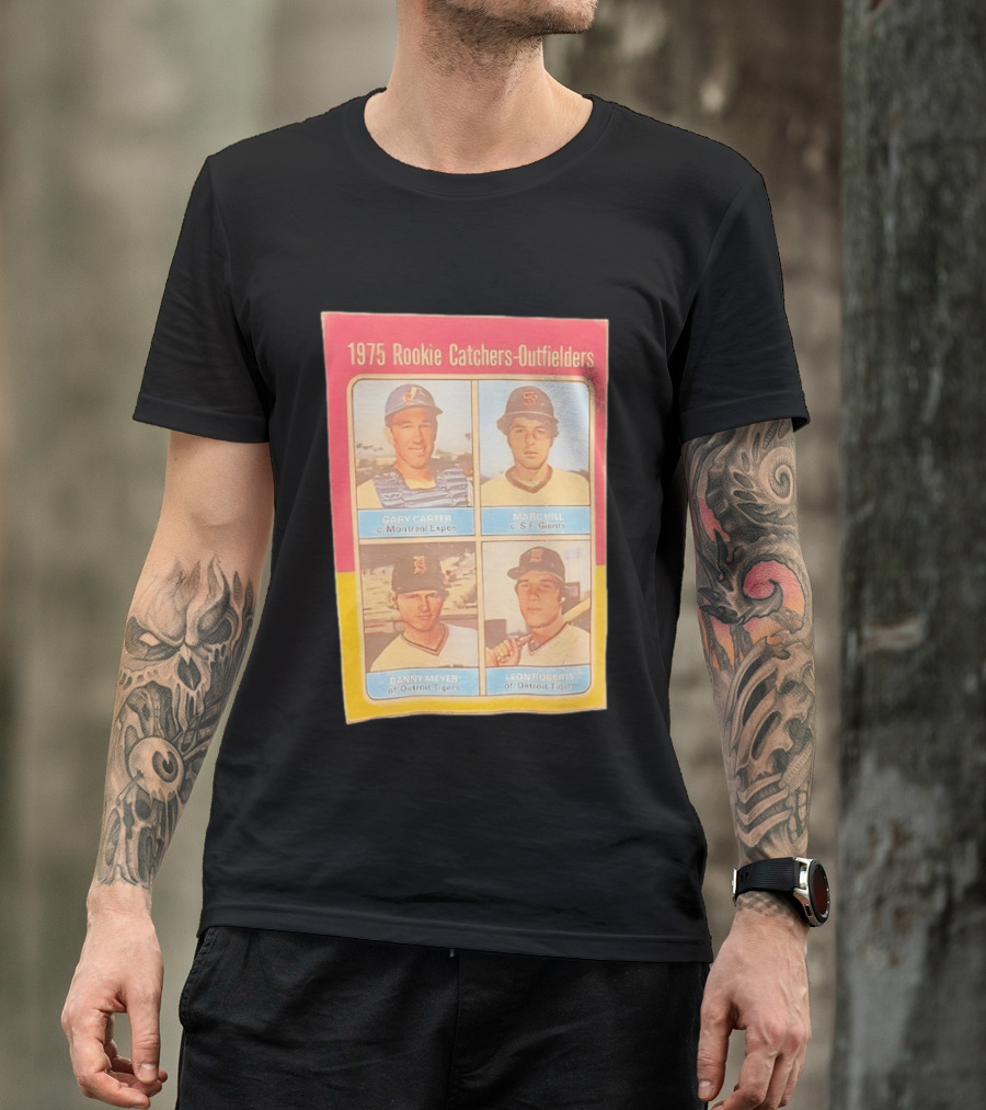 1975 Rookie Catchers Outfielders Gary Carter Expos Marc Hill Giants Danny Meyer Tigers Leon Roberts Tigers T-Shirt