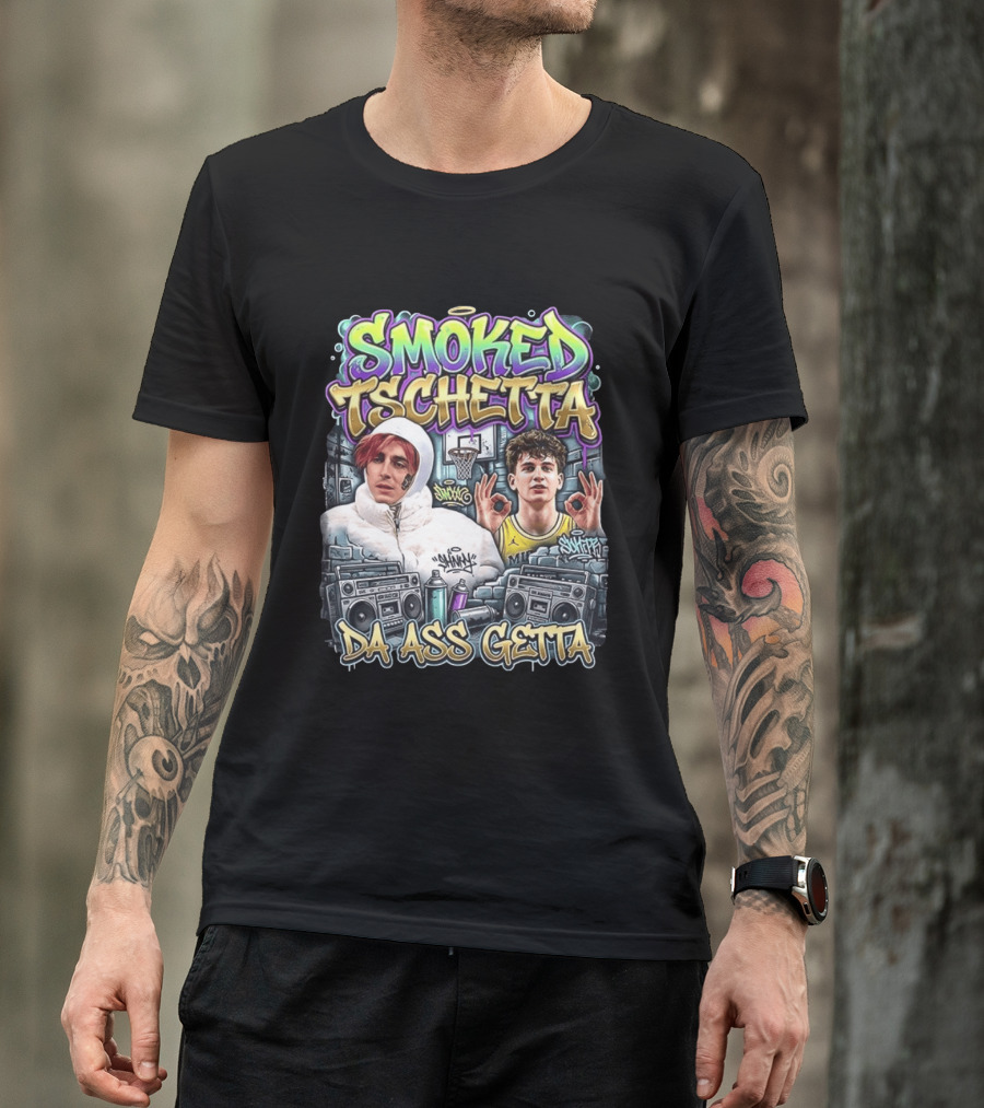 Smoked Tschetta Da Ass Getta Basketball Street Art Boomboxes T-Shirt