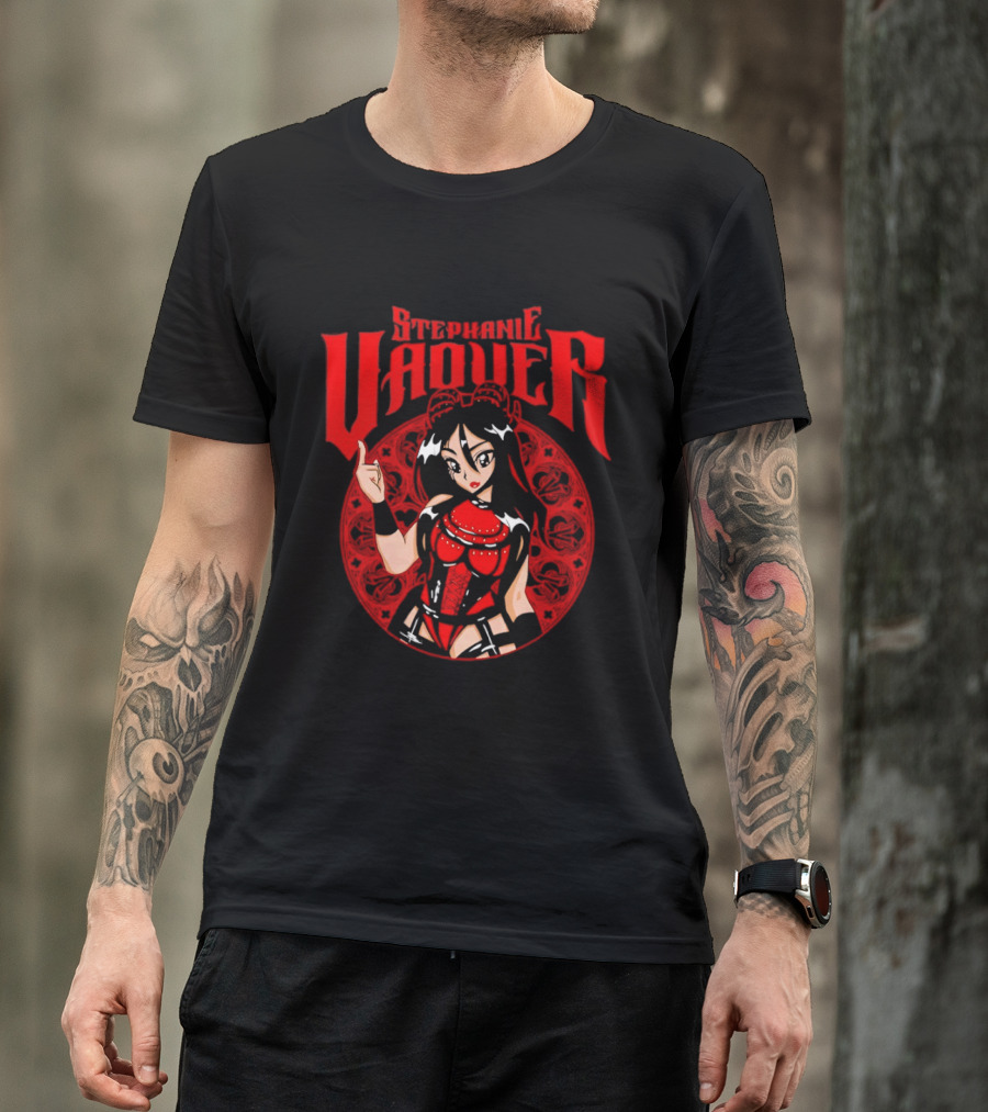 Stephanie Vaquer WWE Anime Style Character Art Red Lettering T-Shirt