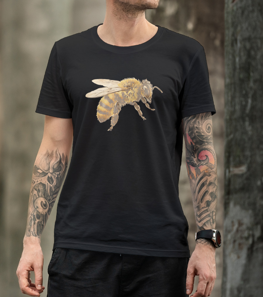 Honey Bee Realistic Illustration Detailed Insect T-Shirt