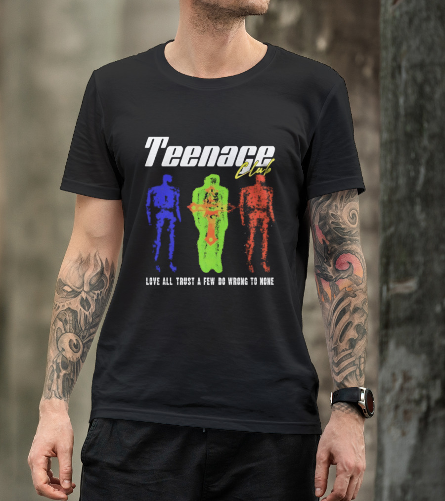 Teenage Club Love All Trust A Few Do Wrong To None Vibrant Neon Figures T-Shirt