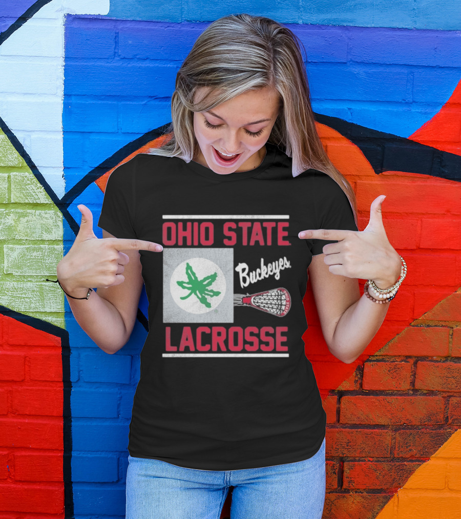 Ohio State Buckeyes Lacrosse Team Stick With Green Leaf T-Shirt