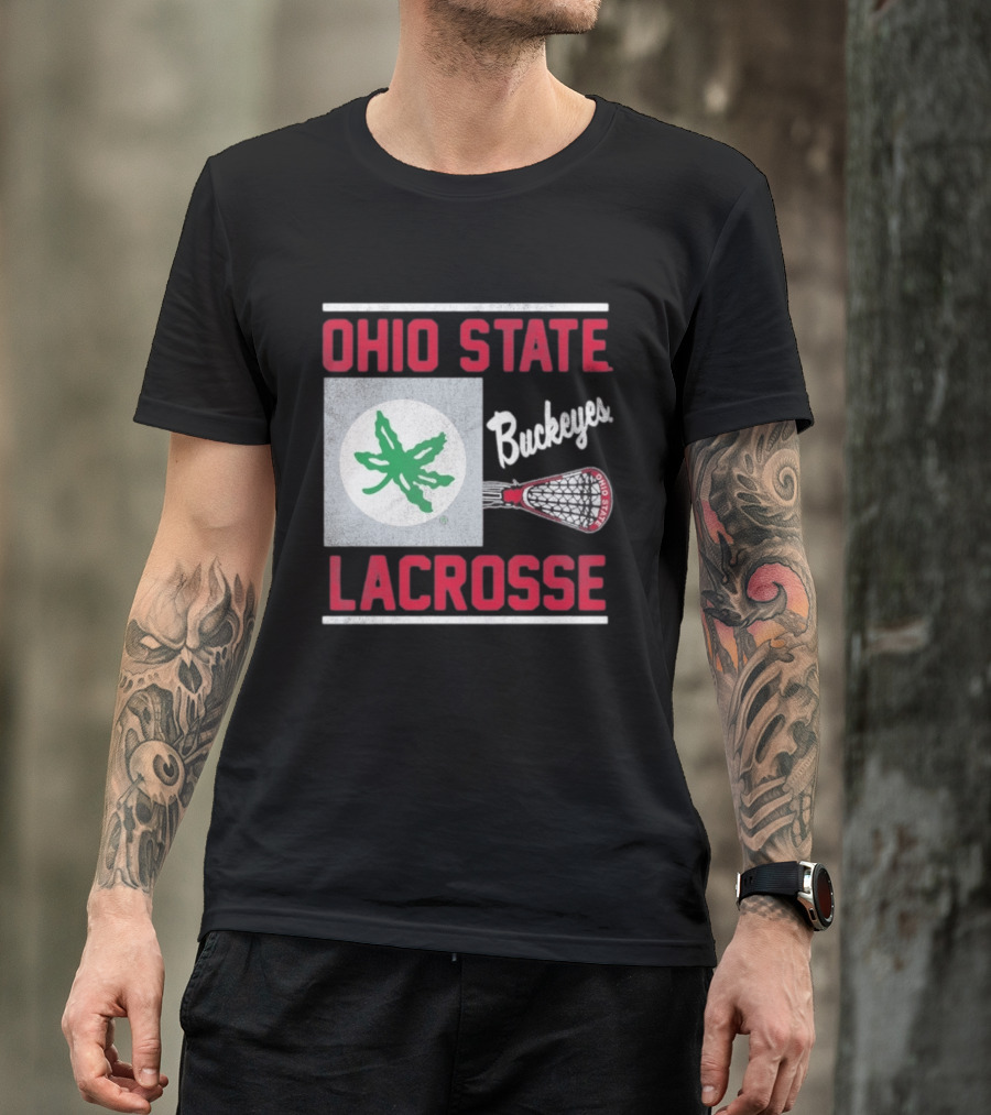 Ohio State Buckeyes Lacrosse Team Stick With Green Leaf T-Shirt