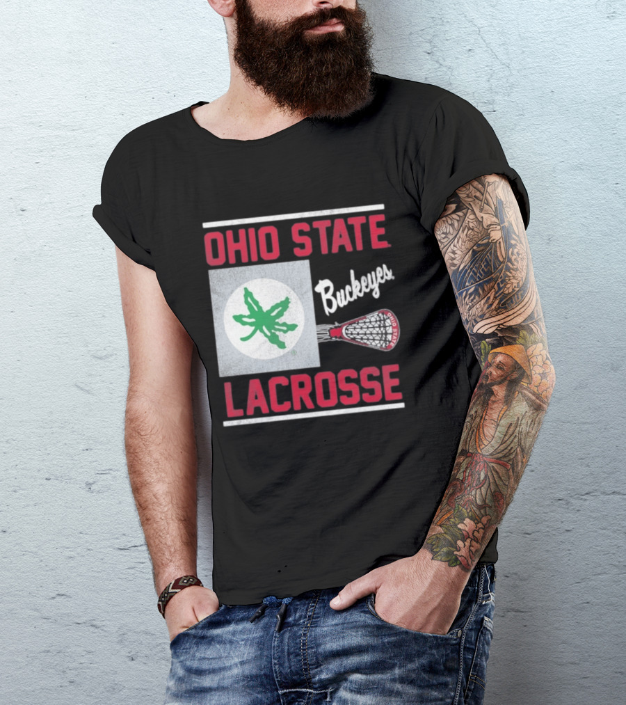 Ohio State Buckeyes Lacrosse Team Stick With Green Leaf T-Shirt