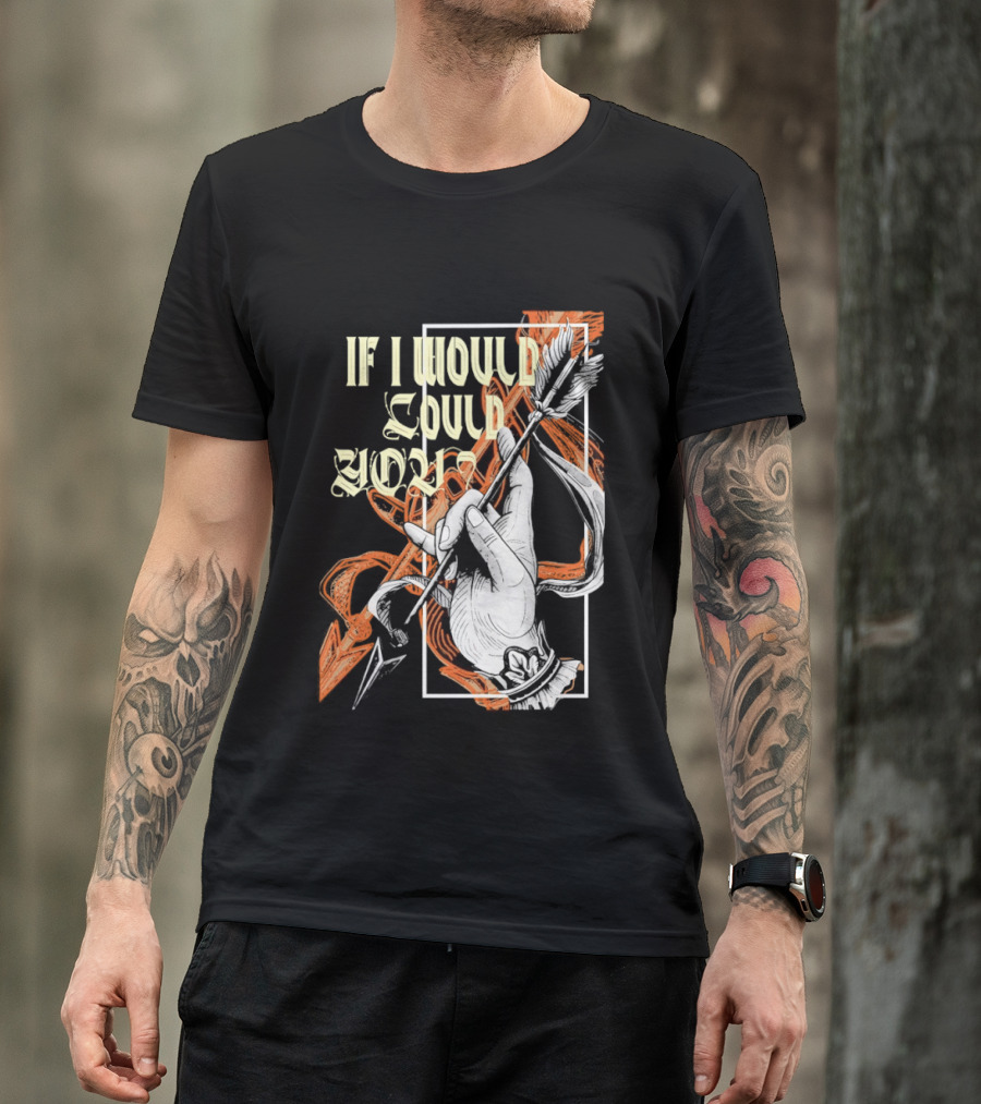 If I Would Could You Retro Hand Drawn Arrow Motif T-Shirt