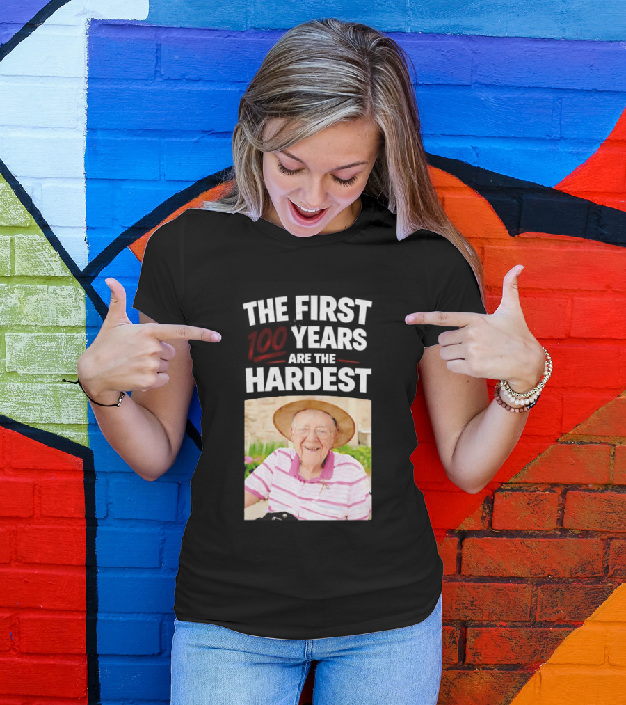 The First 100 Years Are The Hardest With Smiling Elderly Man T-Shirt