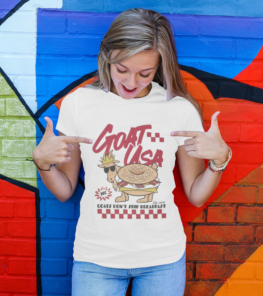 GOAT USA Bagel Goat Goats Don't Skip Breakfast T-Shirt