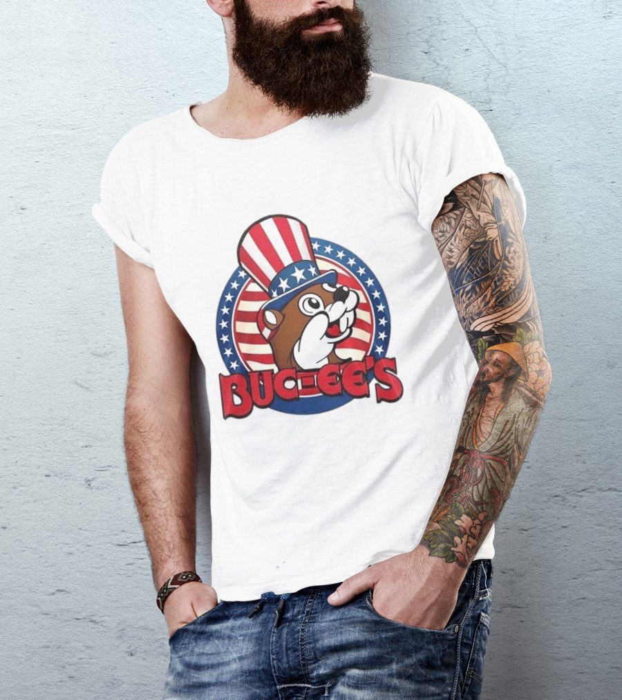Buc Ee's Patriotic Uncle Sam Beaver USA Stars And Stripes 250th Anniversary T-Shirt